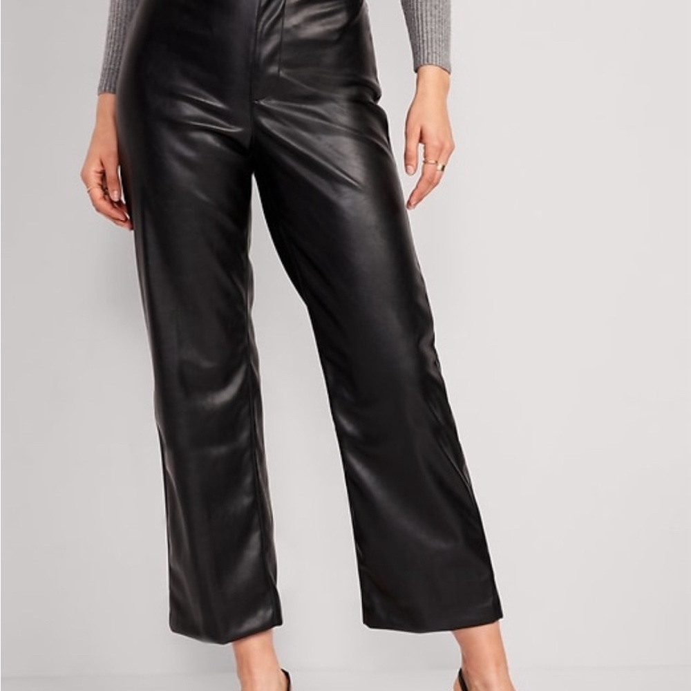 High Waisted cropped faux leather pants - old navy